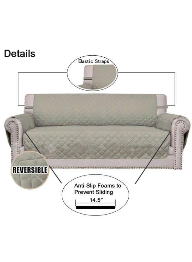 KYD Sofa Cover 2 Seater Medium Loveseat Chair Sofa Slipcover Wrinkle-free Reversible Sofa Cover Water Resistant Couch Cover Furniture Protector Cover with Elastic Straps Beige  - Image 3