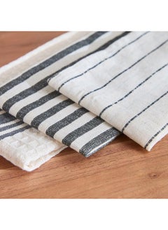 Home Box Noir Stripe 3-Piece Kitchen Towel Set - 40x65 cm  - Image 3