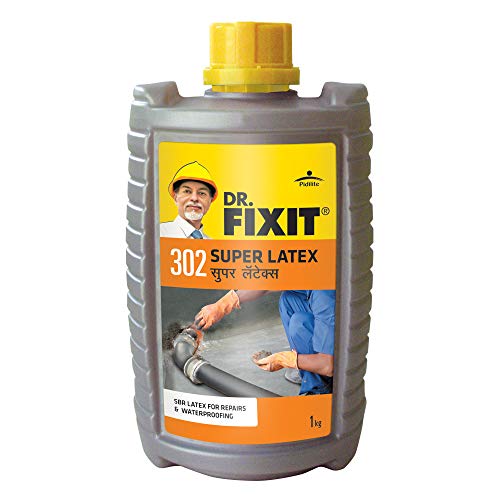 Dr. Fixit د. فيكسيت 302 إس بي آر لاتكس سوبر لاتكس إس بي آر لاتكس للعزل المائي والإصلاحات للأسطح، الشرفات، الحمامات، المراحيض - 1 كجم، (رمادي) (1 قطعة)، يلتصق بقوة بالخرسانة، البناء الحجري، الأعمال الحجرية، الجص - Image 1