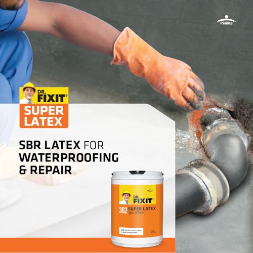 Dr. Fixit د. فيكسيت 302 إس بي آر لاتكس سوبر لاتكس إس بي آر لاتكس للعزل المائي والإصلاحات للأسطح، الشرفات، الحمامات، المراحيض - 1 كجم، (رمادي) (1 قطعة)، يلتصق بقوة بالخرسانة، البناء الحجري، الأعمال الحجرية، الجص - Image 2