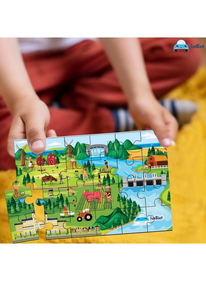 فنبلاست ألغاز الصور المقطوعة من فن بلاست للأطفال، ألغاز الحياة الزراعية للأطفال، ألغاز أرضية للأطفال، ألعاب ألغاز الصور المقطوعة التعليمية، مجموعة من 1 إلى 24 قطعة (متعددة الألوان، مقاس 30 × 22 سم) - Image 4