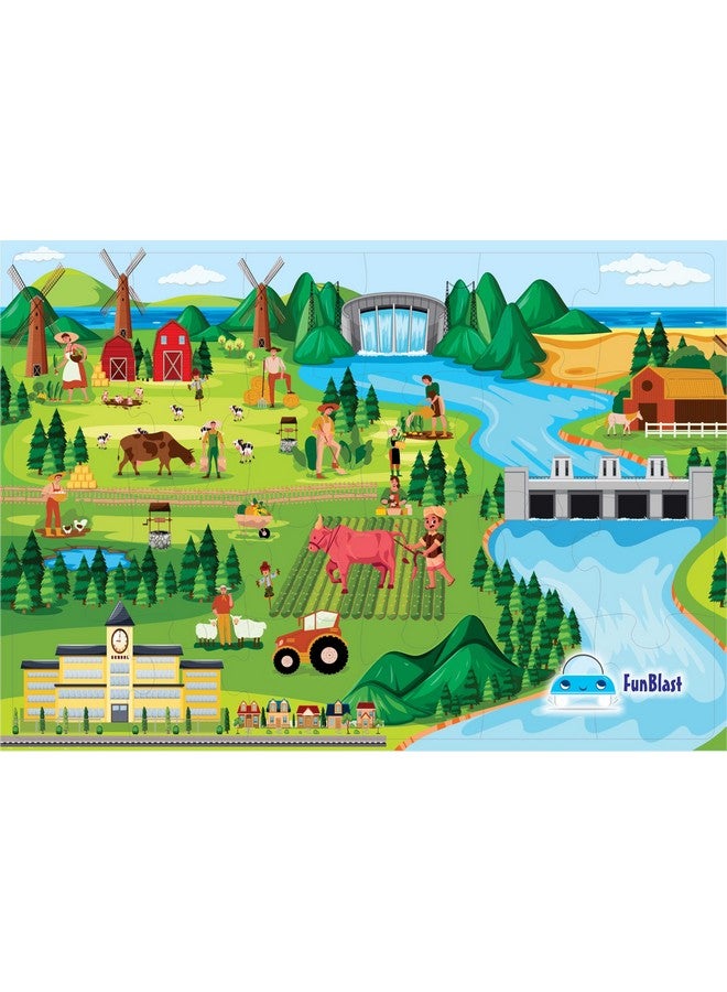 فنبلاست ألغاز الصور المقطوعة من فن بلاست للأطفال، ألغاز الحياة الزراعية للأطفال، ألغاز أرضية للأطفال، ألعاب ألغاز الصور المقطوعة التعليمية، مجموعة من 1 إلى 24 قطعة (متعددة الألوان، مقاس 30 × 22 سم) - Image 1