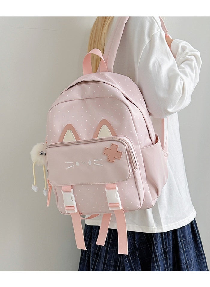 Girls' Lightweight Cat Ear School Backpack for Primary Students, Casual Daypack - Image 4