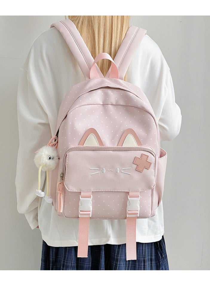 Girls' Lightweight Cat Ear School Backpack for Primary Students, Casual Daypack - Image 3