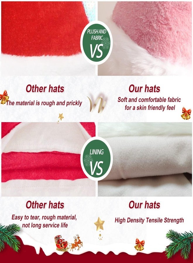 QTKJ Long Christmas Santa Hat for Women Men, Thickened Soft Velvet Fabric, Xmas Hat for New Year Party Decorations(Pink) - Image 4