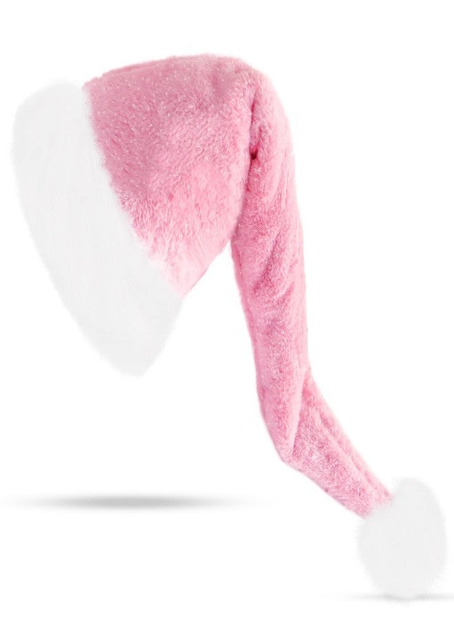QTKJ Long Christmas Santa Hat for Women Men, Thickened Soft Velvet Fabric, Xmas Hat for New Year Party Decorations(Pink) - Image 1