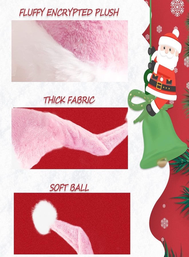 QTKJ Long Christmas Santa Hat for Women Men, Thickened Soft Velvet Fabric, Xmas Hat for New Year Party Decorations(Pink) - Image 3