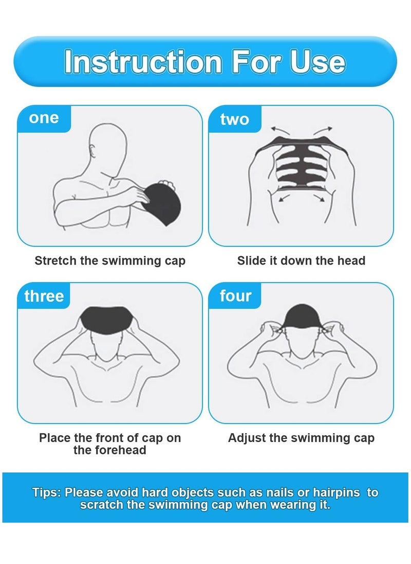 Dolphin Silicone Swimming Cap Waterproof For Kids & Adults - MultiBlue/White  - Image 4