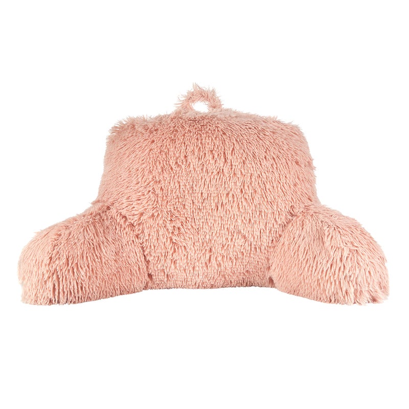 Klear Vu Shaggy Reading Pillow Back Rest Body Pillow for Adults and Kids Lumbar and Arm Support on Bed Chair Couch Sofa and Floor 30 x 21 One Size Apricot Sherbert