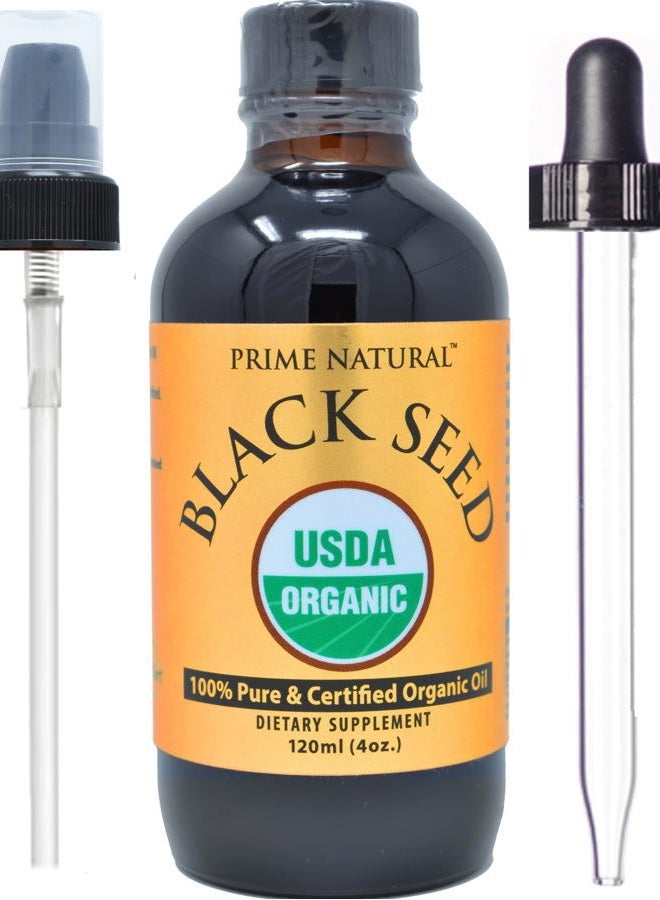 Prime Natural زيت الحبة السوداء العضوي الطبيعي 4 أونصات - معصور على البارد غير مكرر عالي الثيموكينون 1.7% معتمد من وزارة الزراعة الأمريكية - أصل تركي سائل نيجلا سativa قوي - نباتي أوميغا 3 6 9، مضاد للأكسدة - Image 4