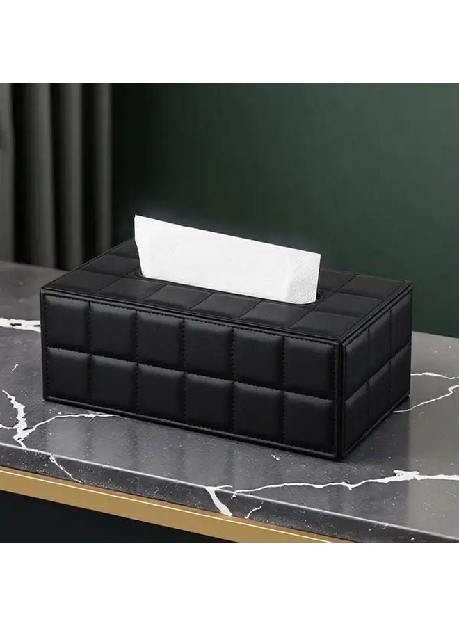 Black Leather Tissue Box with Golden Lid Elegant Storage for Home Hotel Spa - Image 2