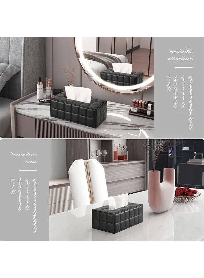 Black Leather Tissue Box with Golden Lid Elegant Storage for Home Hotel Spa - Image 5