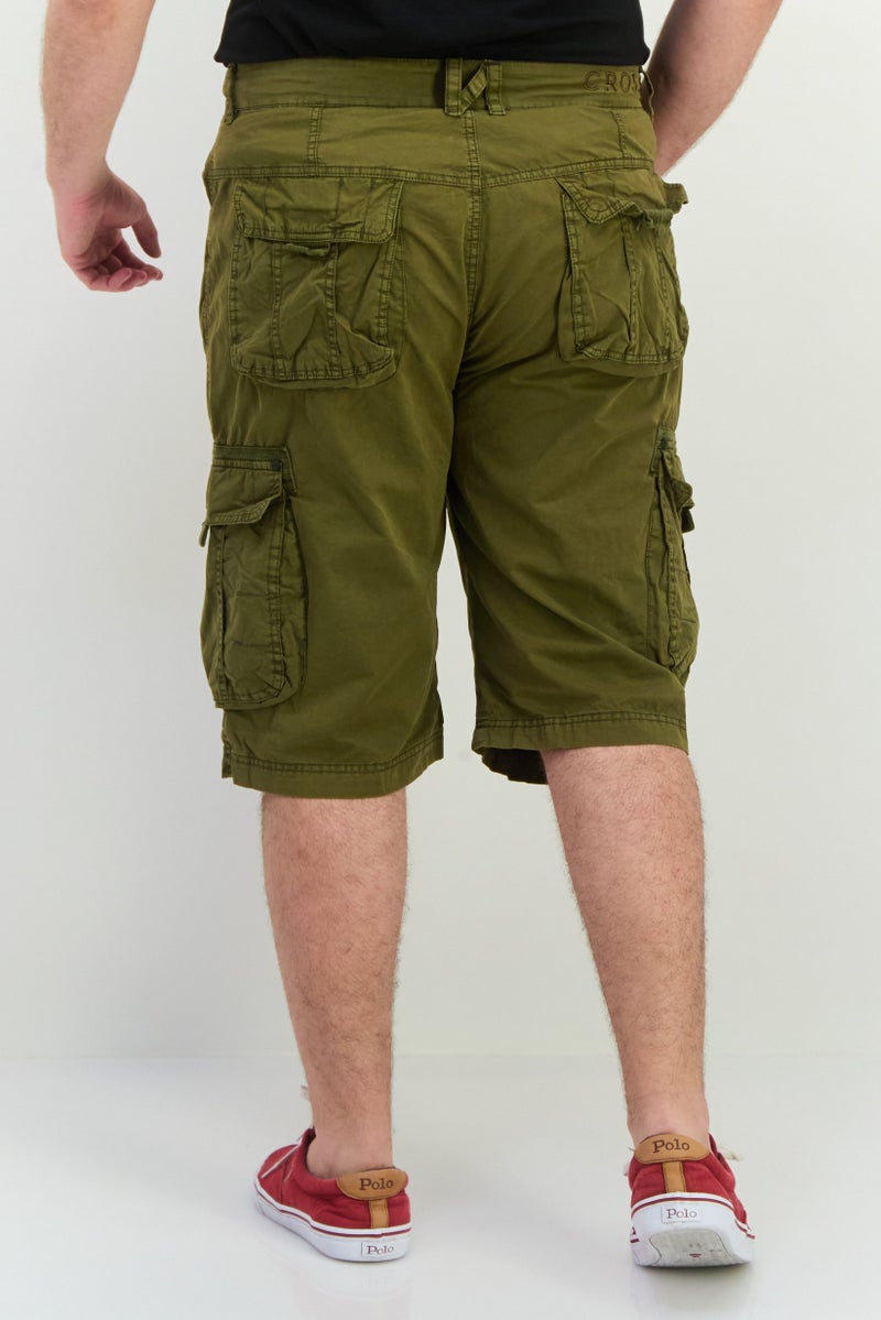 CROSSHATCH Men Brand Logo Cargo Shorts, Khaki - Image 3