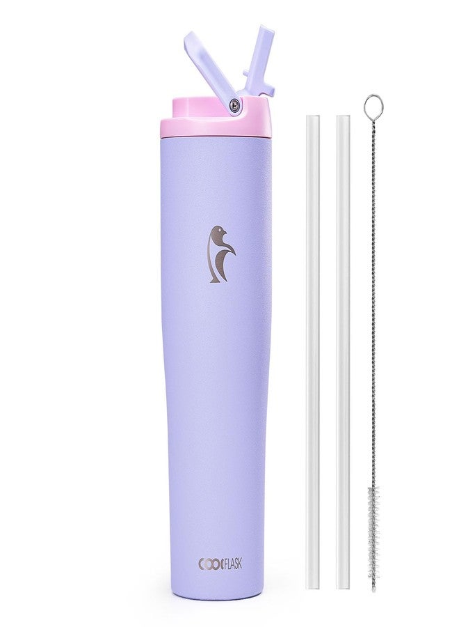 Coolflask Slima - 40oz Insulated Water Bottle | Stainless Steel Tumblers with Straw & Handle | Fits Car Cup Holder | Leakproof Jug for Sports, Gym, Travel, Outdoors | Dishwasher Safe, Lavender - Image 1