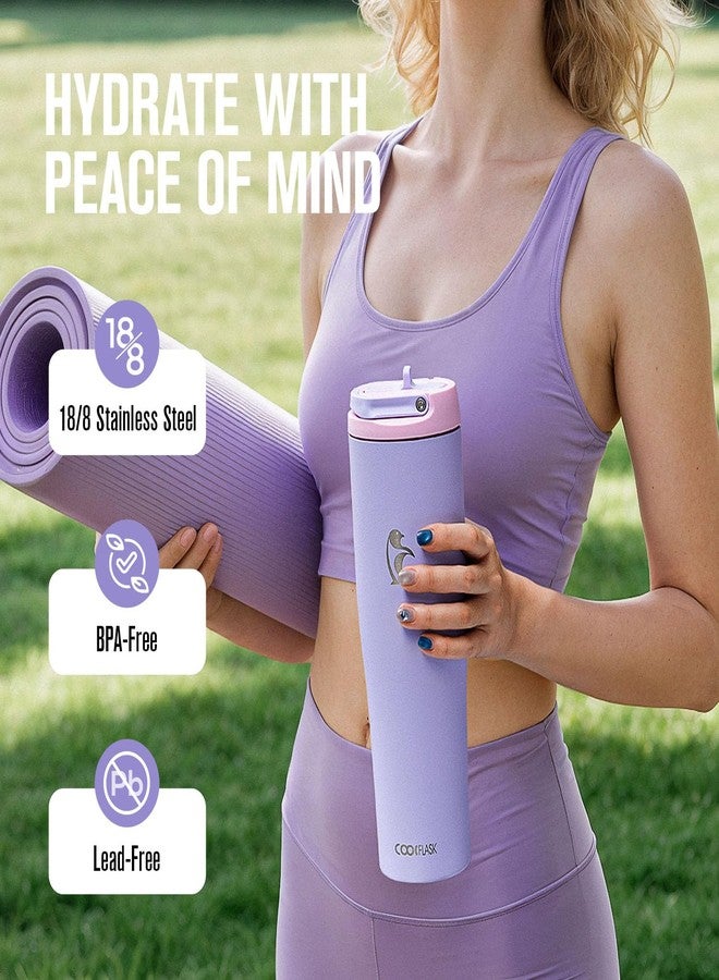 Coolflask Slima - 40oz Insulated Water Bottle | Stainless Steel Tumblers with Straw & Handle | Fits Car Cup Holder | Leakproof Jug for Sports, Gym, Travel, Outdoors | Dishwasher Safe, Lavender - Image 4
