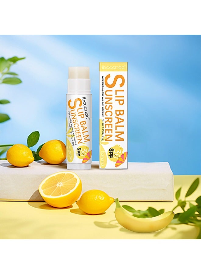ibcccndc SPF 30  Sunscreen Lip Balm，Vegan and Cruelty Free Broad Spectrum UVA/UVB Lip Care with Aloe and Vitamin E for Moisturized Lips Banana - Image 3