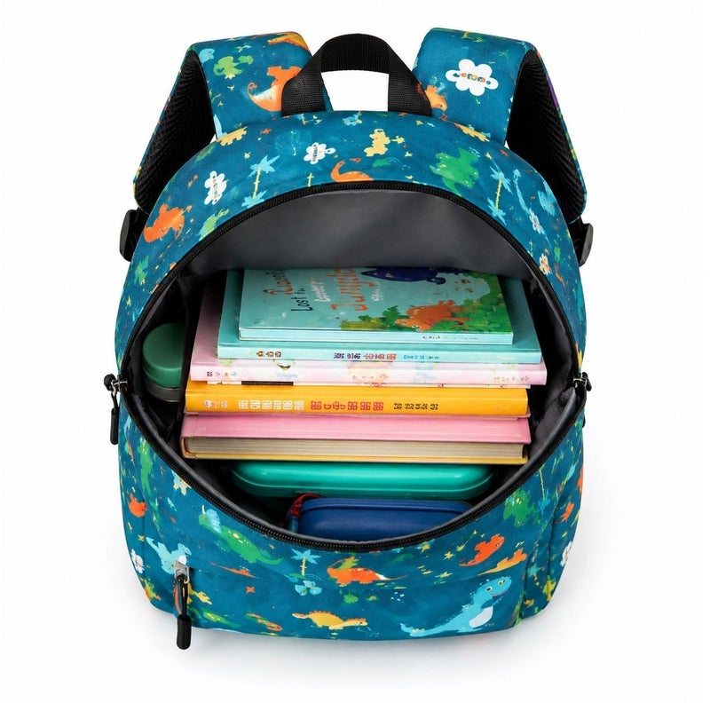 SamoDani Dinosaur Backpack for Kids Boys Girls, Lightweight Waterproof School Bag for Preschool Kindergarten, Cute Cartoon Dinosaur Bookbag with Zipper Compartment, Unisex Backpack for School & Daily Use - Image 4