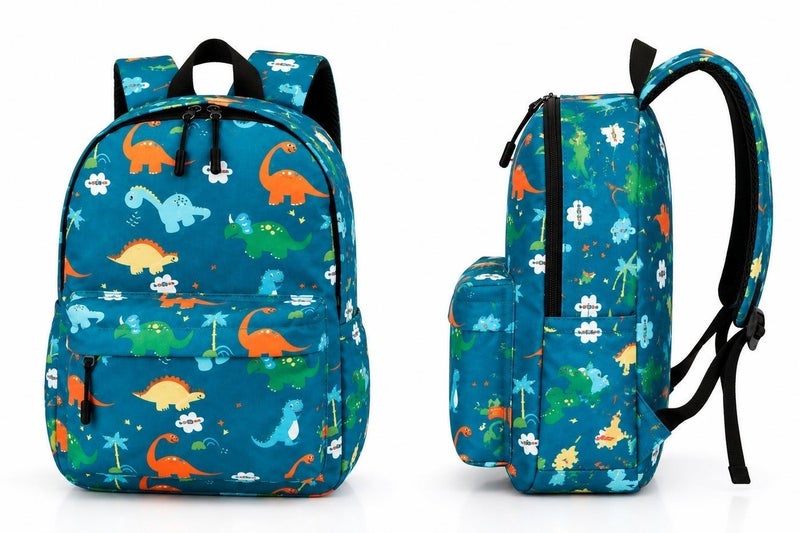 SamoDani Dinosaur Backpack for Kids Boys Girls, Lightweight Waterproof School Bag for Preschool Kindergarten, Cute Cartoon Dinosaur Bookbag with Zipper Compartment, Unisex Backpack for School & Daily Use - Image 3