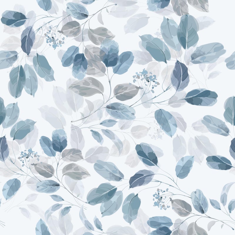 VaryPaper Boho Eucalyptus Leaf Floral Wallpaper Peel and Stick BlueWhite Floral Contact Paper for Cabinets Waterproof Removable Self Adhesive Flower Wall Paper for Bedroom Bathroom 177x787