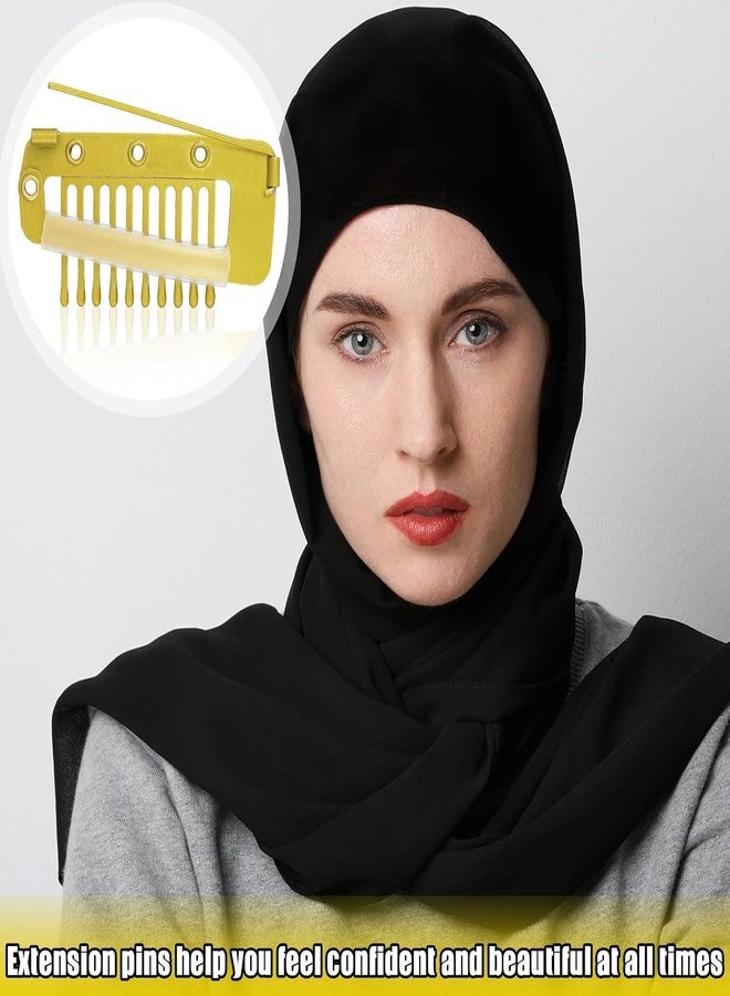 مجموعة مشابك أدورنيش المكونة من 20 قطعة لتثبيت الشال والشعر المستعار - مشابك قوية لتثبيت الدوباتا (ذهبي وأسود) (ذهبي، 20) - Image 4