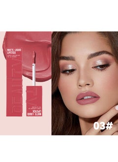 Smile Matte Liquid Lipstick Long Lasting Up To 16 Hours,Nude Velvet Lip Gloss Lip Stain Can Let Your Lip Look Fuller(#03)  - Image 2