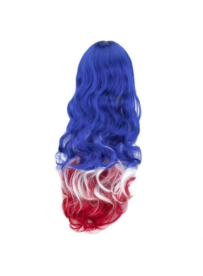 IMISSU Flag Color Design Hair Cosplay Wigs with Bangs Halloween Costume Wig (AU Flag Blue White Red) - Image 4