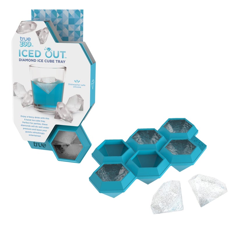 TrueZoo Diamond Silicone Mold Tray for Whiskey Bath Bombs Candy Soap and DIY Crafts Dishwasher Safe 175 Blue Set of 1 Makes 6 Ice Cubes