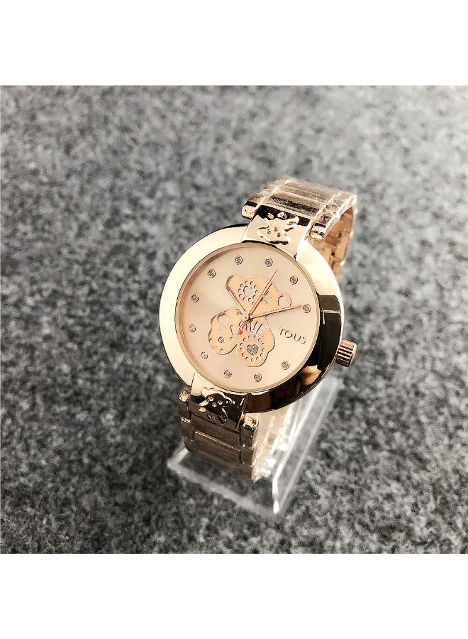 TOUS Rose Gold Bear Diamond-Accented Ladies Watch with Double Bear Motif