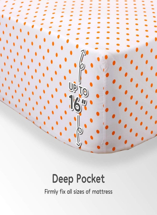 SLEEP ZONE Kids Printed Twin Bed Sheets Set 3-Piece - Super Soft & Cute Kids Sheet Set with Flat Sheet, Fitted Sheet, Pillowcase (Twin, Polka Dots Orange) - Image 5