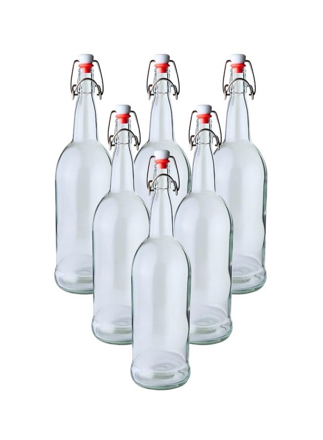 FastRack Swing Top Glass Bottles |33 oz - Pack of 6 | Clear Flip Top Glass Bottles for Home Brewing, Carbonated Drinks, Kombucha, Fermentation, Water | Food Grade - ECO Friendly - Image 2