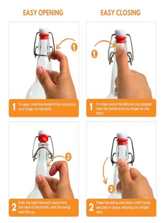 FastRack Swing Top Glass Bottles |33 oz - Pack of 6 | Clear Flip Top Glass Bottles for Home Brewing, Carbonated Drinks, Kombucha, Fermentation, Water | Food Grade - ECO Friendly - Image 5