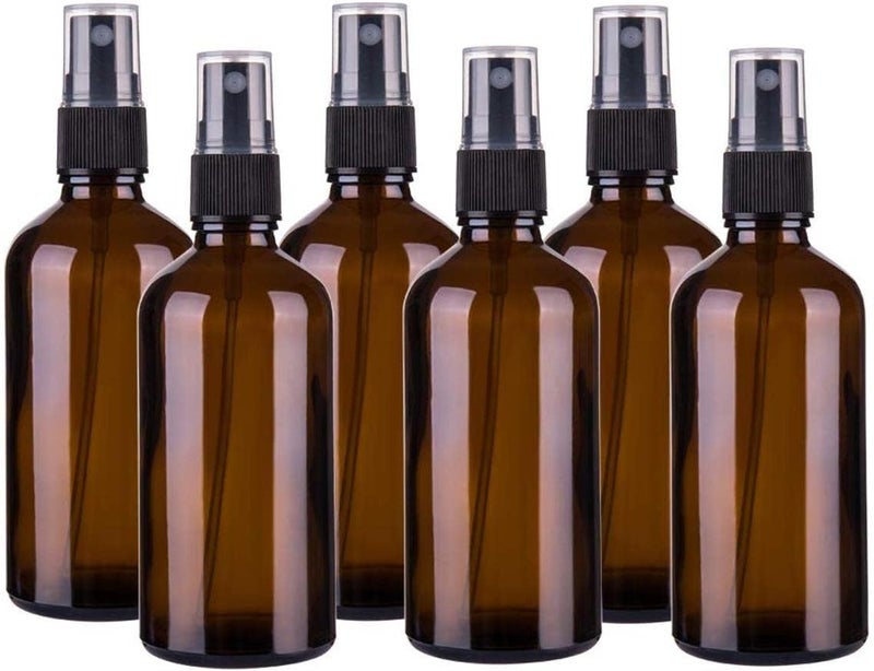 FUFU Glass Spray Bottles for Oil, Hair, Plants Water Empty Fine Mist and Refillable Mini Travel Size Bottle for Cleaning Solutions, Essential Oil Sprayer and Nozzle 6 Pack (50ml) - Image 1