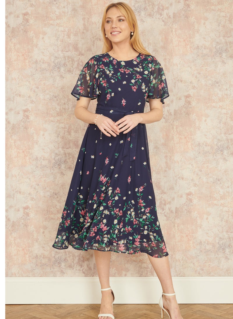 Yumi Floral Chiffon Dress - Image 1