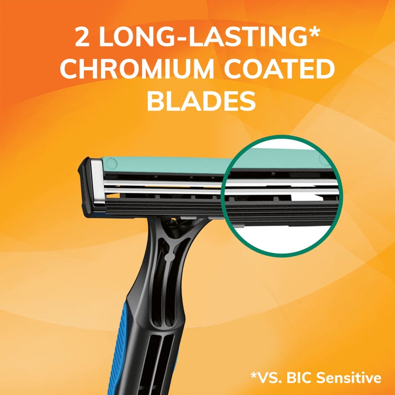 BIC Sensitive 2 Disposable Razors for Men With 2 Blades for Sensitive Skin, 18 Count Value Pack of Shaving Razors - Image 3