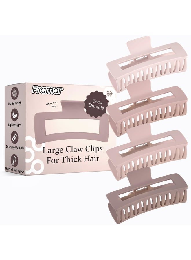 framar Large Claw Clips For Thick Hair – Hair Claw Clips Women, Large Claw Clip, Pink Hair Clips Women, Hairclips, Strong Hold, Non Slip Matte Finish – Blush 4 Pack - Image 1