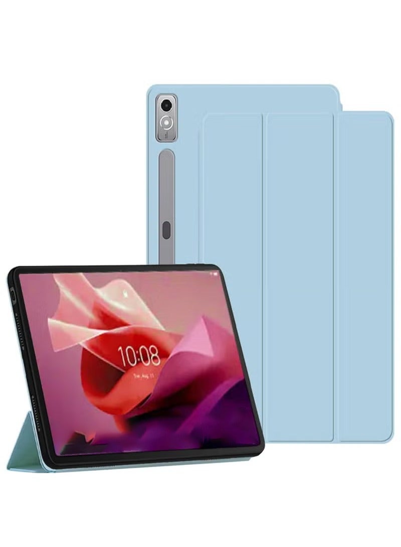 Rock Pow Case Compatible with Lenovo Tab P12 (12.7 Inch) 2023 Tablet Slim Tri-fold Stand Soft TPU Back Shell Auto Wake/Sleep Anti-Drop Cover - Image 1