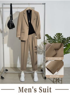 Moovant Men's Suits 3 Piece Set Business, Stylish Blazer and Pants Set with T-Shirt, Professional Workwear, Comfortable and Versatile Office Attire, Coffee Brown  - Image 2