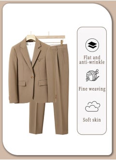 Moovant Men's Suits 3 Piece Set Business, Stylish Blazer and Pants Set with T-Shirt, Professional Workwear, Comfortable and Versatile Office Attire, Coffee Brown  - Image 4