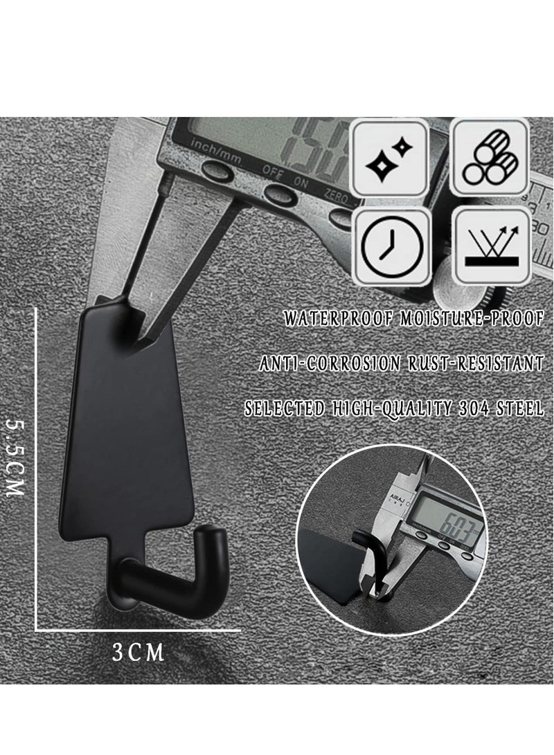 SYOSI Self Adhesive Hooks 10 Pack Stainless Steel Coat Towel Stick On Waterproof-No Drilling Required Door for Bathroom Kitchen Black - Image 4