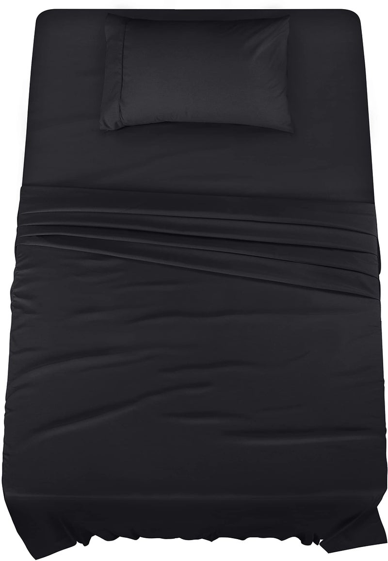 Utopia Bedding Twin Sheet Set â€“ 3 Piece Bed Sheets for Twin Size Bed, Soft and Breathable Microfiber, Includes 1 Fitted Sheet, 1 Flat Sheet and 1 Pillowcase (Black) - Image 1