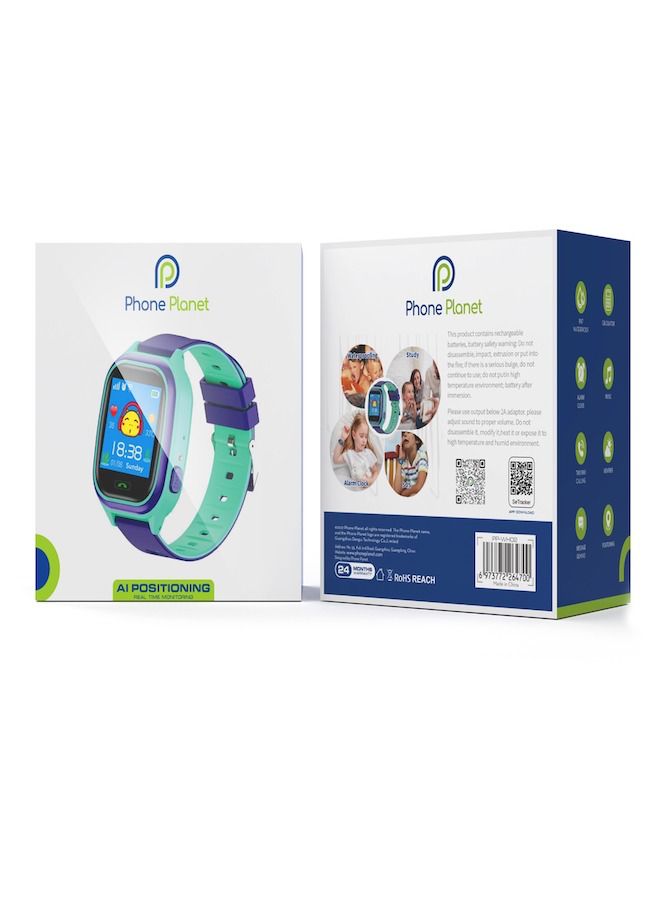 A smart watch for children with a touch screen and a SIM card for calls and text messages with advanced security features