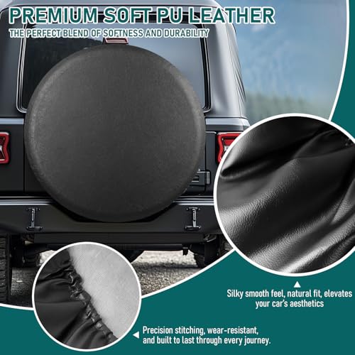 Amfor Spare Tire Cover, Universal Fit for Jeep, Trailer, RV, SUV, Truck and Many Vehicle, Wheel Diameter 32" - 33", Weatherproof Tire Protectors (Black) - Image 3