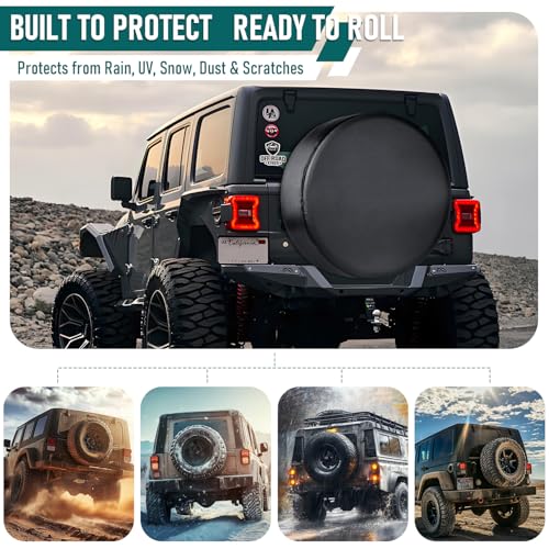 Amfor Spare Tire Cover, Universal Fit for Jeep, Trailer, RV, SUV, Truck and Many Vehicle, Wheel Diameter 32" - 33", Weatherproof Tire Protectors (Black) - Image 2