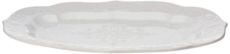 Lenox Serveware, Lenox French Perle White Serving Platter, Oval Shape, 18.5-Inch, Stoneware, Dishwasher Safe, Turkey Platter for Thanksgiving, Winter Hosting, Christmas Serving (White, 1 Piece) - Image 2