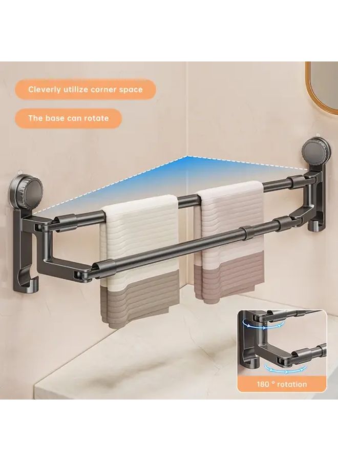 Extendable Double Pole Towel Rack 15 75inch Suction Cup Drill Free Bathroom Holder - Image 1