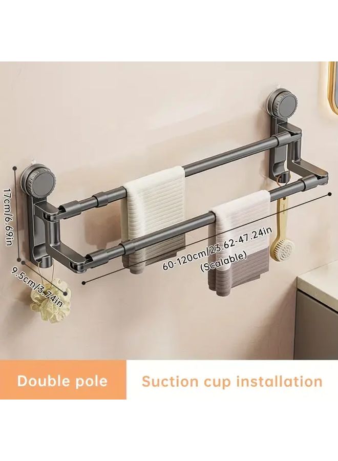 Extendable Double Pole Towel Rack 15 75inch Suction Cup Drill Free Bathroom Holder - Image 4