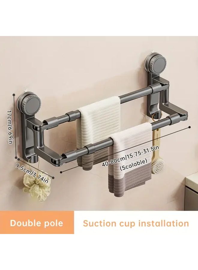 Extendable Double Pole Towel Rack 15 75inch Suction Cup Drill Free Bathroom Holder - Image 3