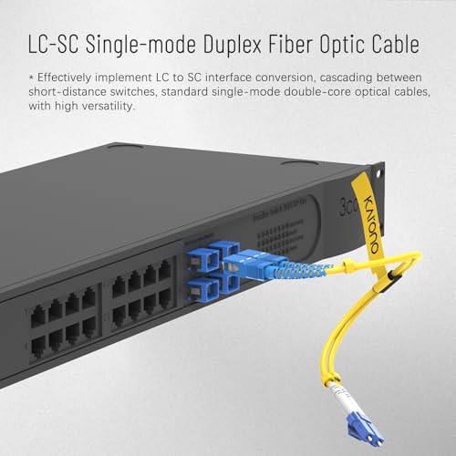 Karono 1ft Fiber Optic Adapter Cable, LC to SC Singlemode 9/125 Duplex, Male & Female Mutual Hybrid Connector Coupler Converter Dongle - Image 2