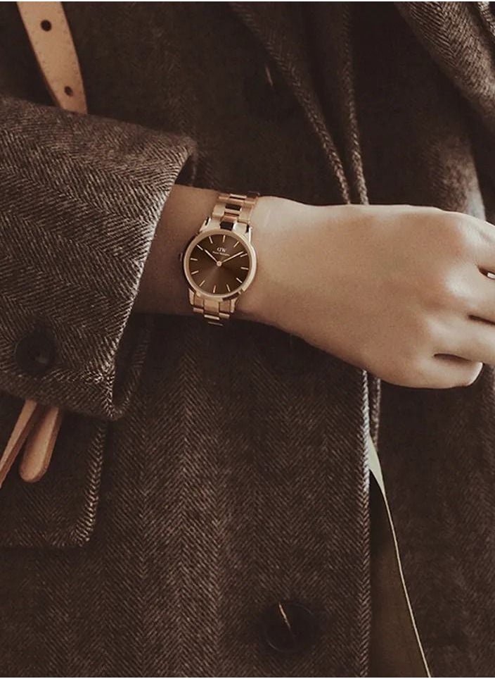 DANIEL WELLINGTON - Daniel Wellington Iconic Link Amber Watches for Women with Gold Stainless Steel Strap - 28mm - Image 1