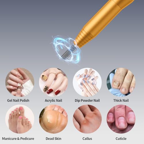 CBVCBV Professional Electric Nail Drill Kit - Variable Speed Control for Acrylic & Gel Nails, Manicure & Pedicure | Includes 6 Grinding Bits, Quiet & Smooth Operation (Gold) - Image 2
